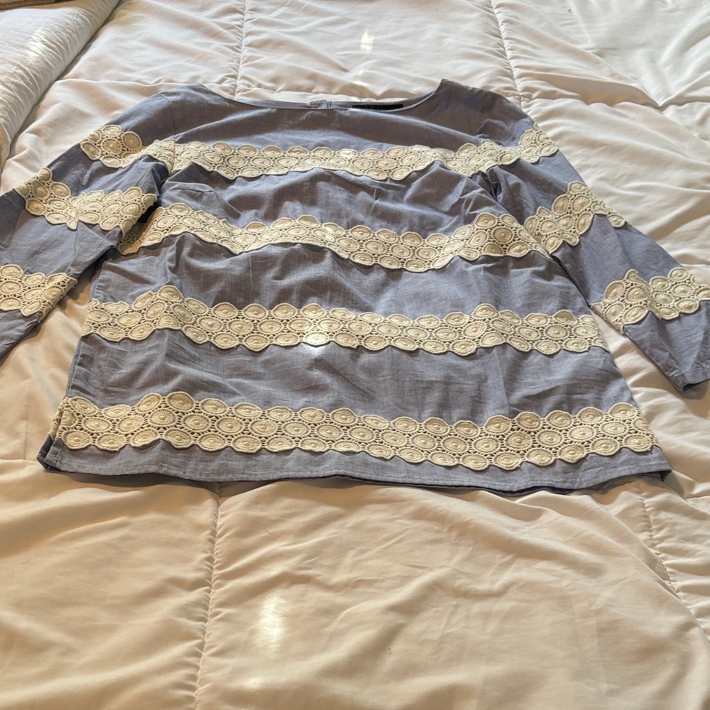 Banana Republic Striped Lace Accent Top